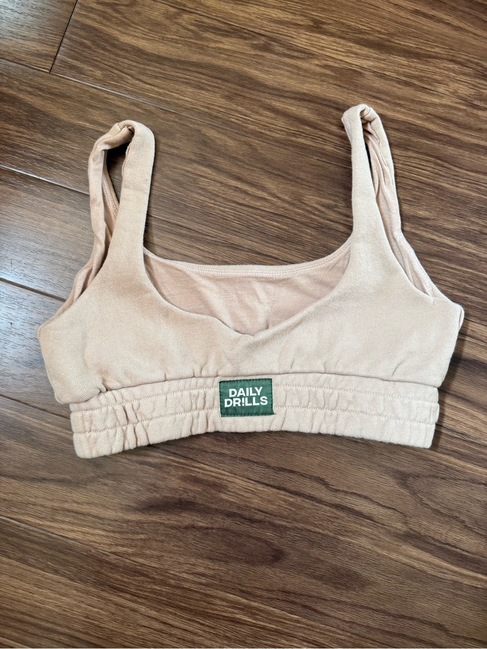 Daily Drills Women’s Tan Cotton Bralette Sports Bra Crop Top Size Small